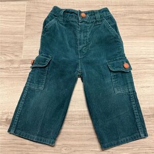 80s Sportswear Vintage Teal Corduroy Cargo Pants Baby Size 12